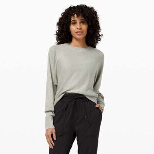 Lululemon Women's Cashlu Knit Pullover Sweater Heathered Green Fern Sz 8